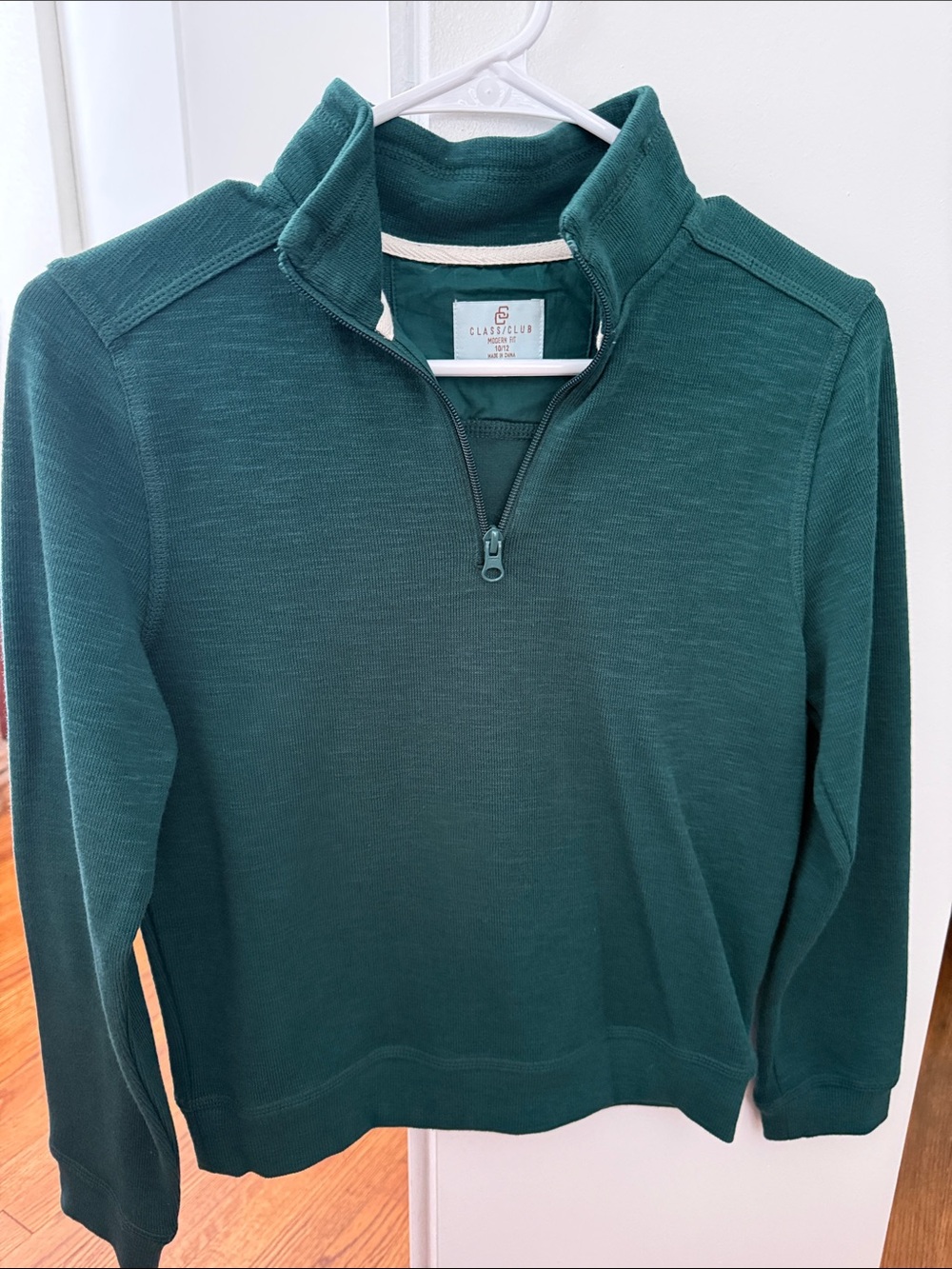 Class Club Teal Green Half-Zip Sweater Top